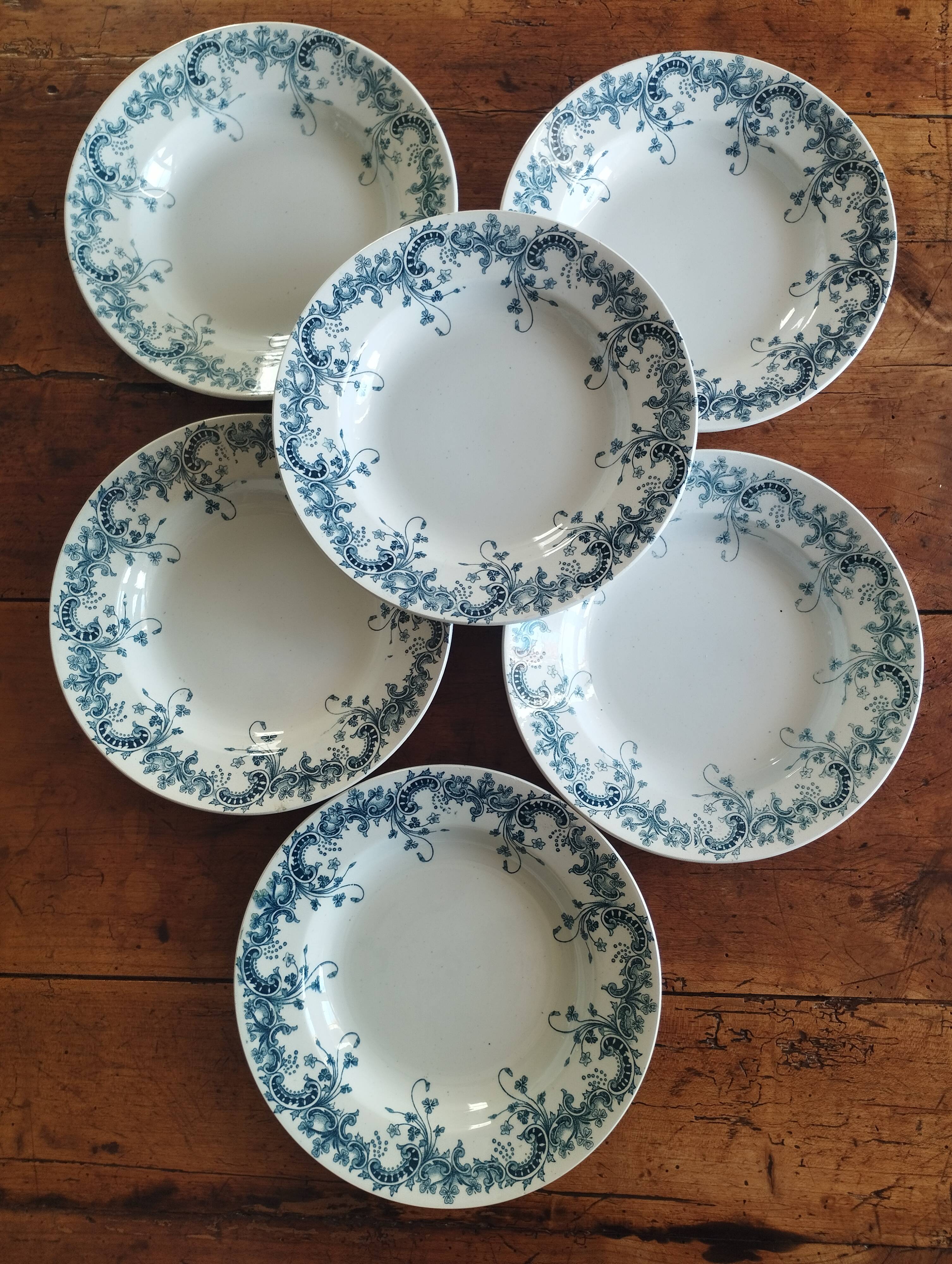 « Byzantin » - 6 assiettes creuses terre de fer St-Amand & Hamage