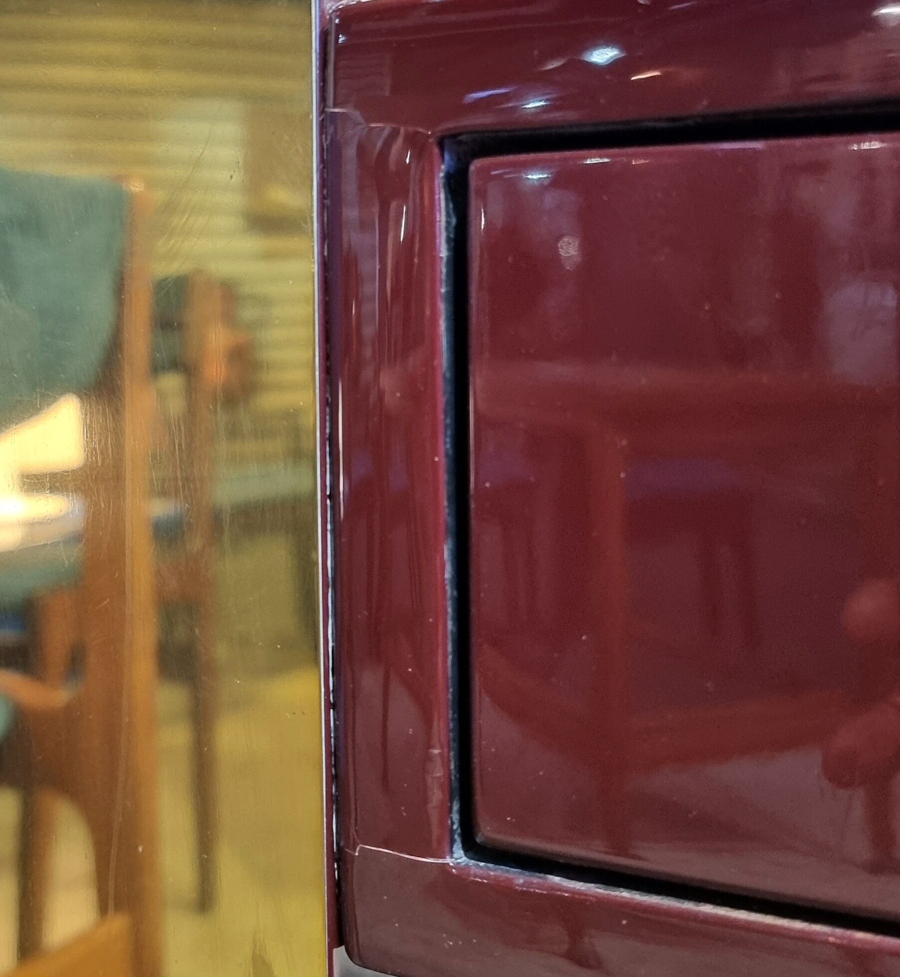 Executive desk by Jean Claude Mahey - lacquered wood & brass - Ca 1970