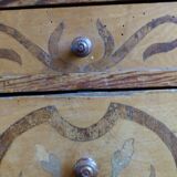 Marble top marquetry bedside table