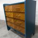Atypical 1960s Scandinavian chest of drawers in blue Ainhoa Satiné with 4 drawers.