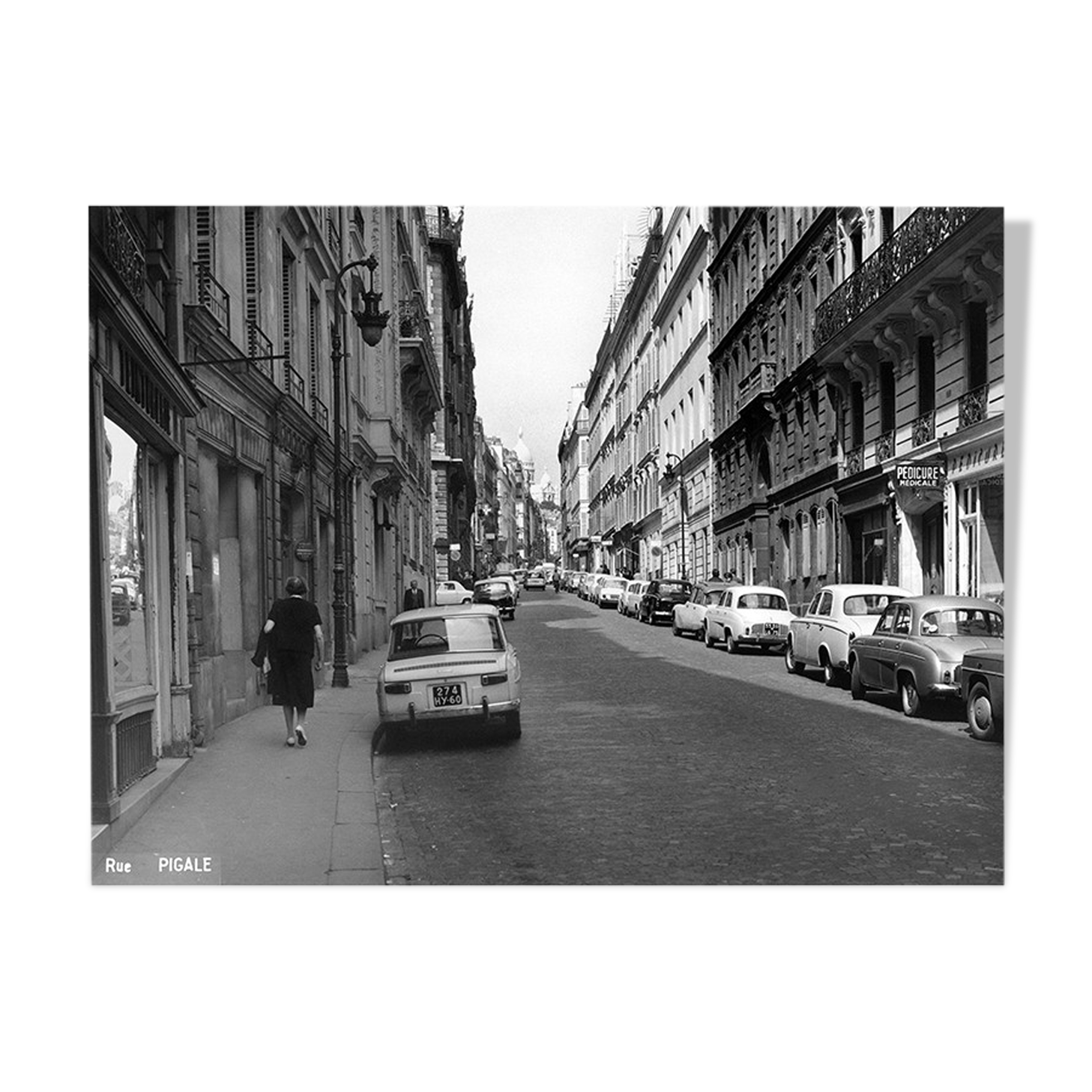 Photographic print Paris in 1965 rue Pigalle by day
