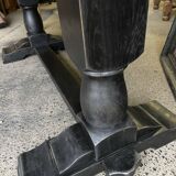 Raw wood table with black base