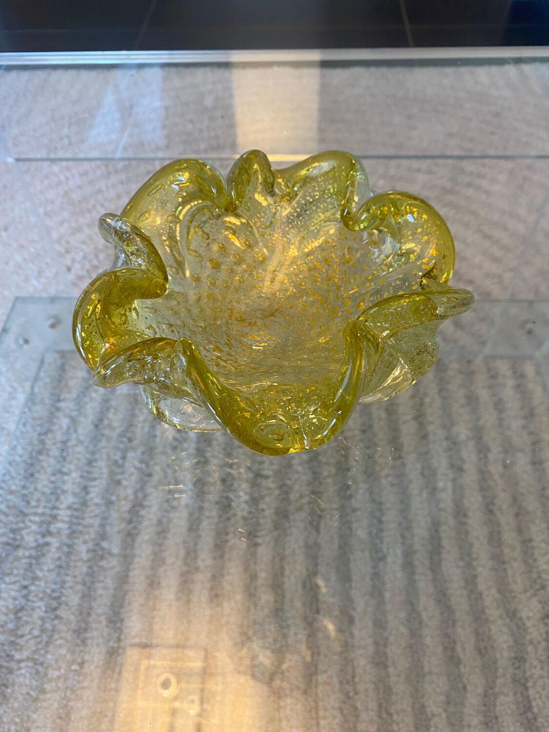 Empty ashtray pocket Murano Barovier Toso Vintage gold glitter