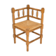 Provincial French corner chair, handmade in wood and straw, 1940s.