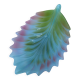 Large colored glass leaf bowl