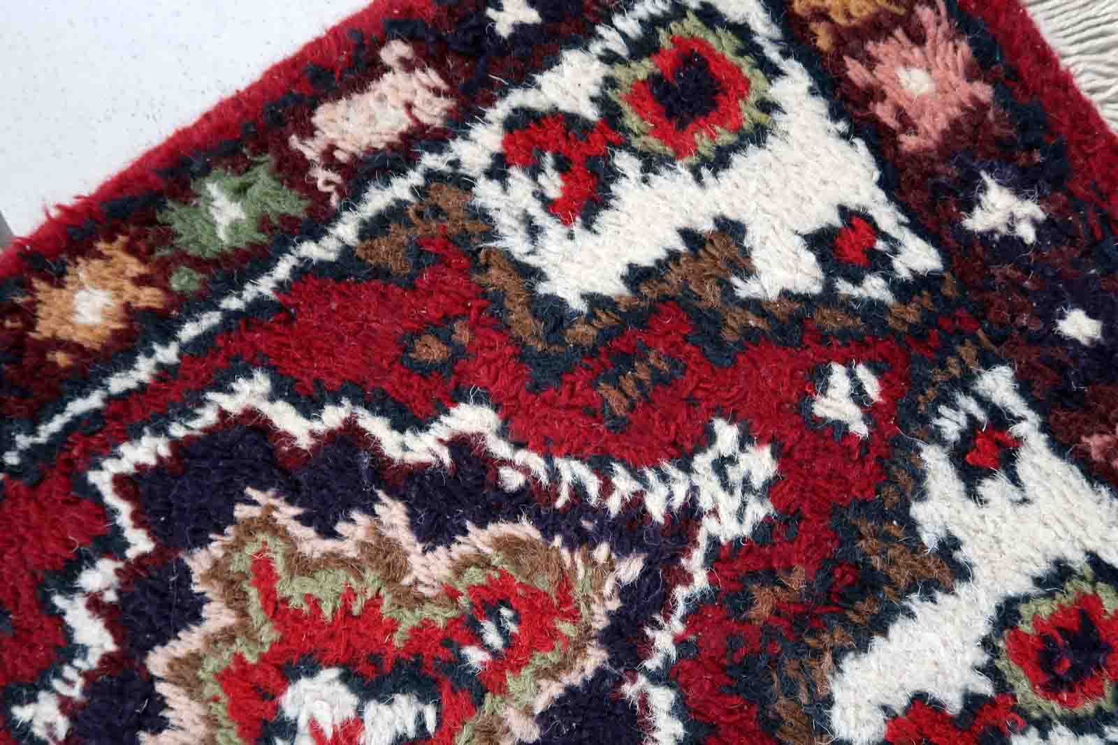 Vintage persian carpet hamadan handmade 40cm x 59cm 1970s