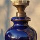 Ceramic lamp birds lyres on midnight blue background Napoleon III