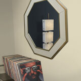 Romeo White lacquered mirror and brass by J.C Mahey. 1970 72cm