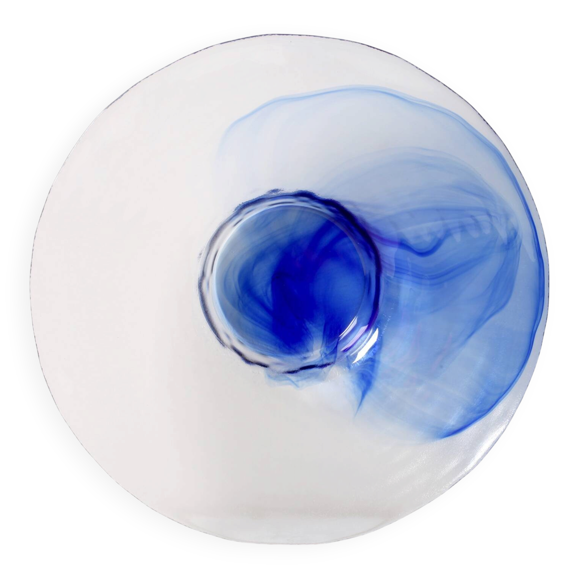 Mid-Century Bormioli Rocco Blue Swirl Glass Bowl - Italy 1990s