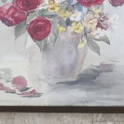 Tableau peinture d'une nature morte avec bouquet de fleurs, années30
