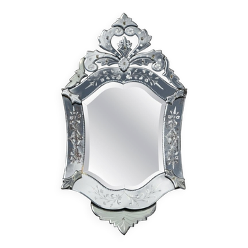 Antique Venetian Heart-Shaped Wall Mirror in Printed Glass, Italy, 1910s