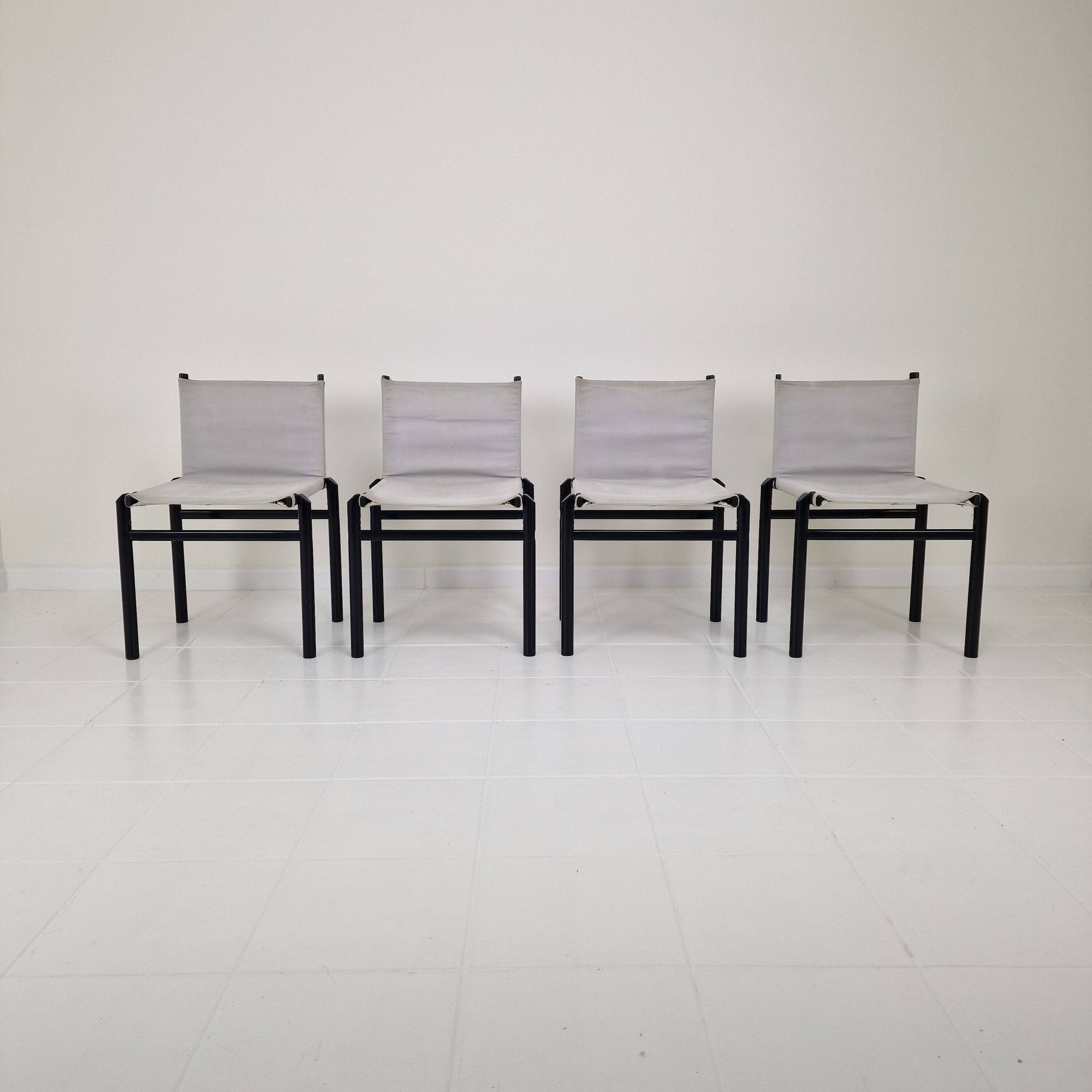 Set of 4 "Mastro" Dining Chairs by Afra & Tobia Scarpa for Molteni, Italy 1980's