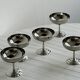 6 stainless steel standing cups, Letang Remy, France.