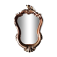 Pretty Baroque style mirror / Louis XV patinated with pink / golden copper reflections. Volutes, leafy shells