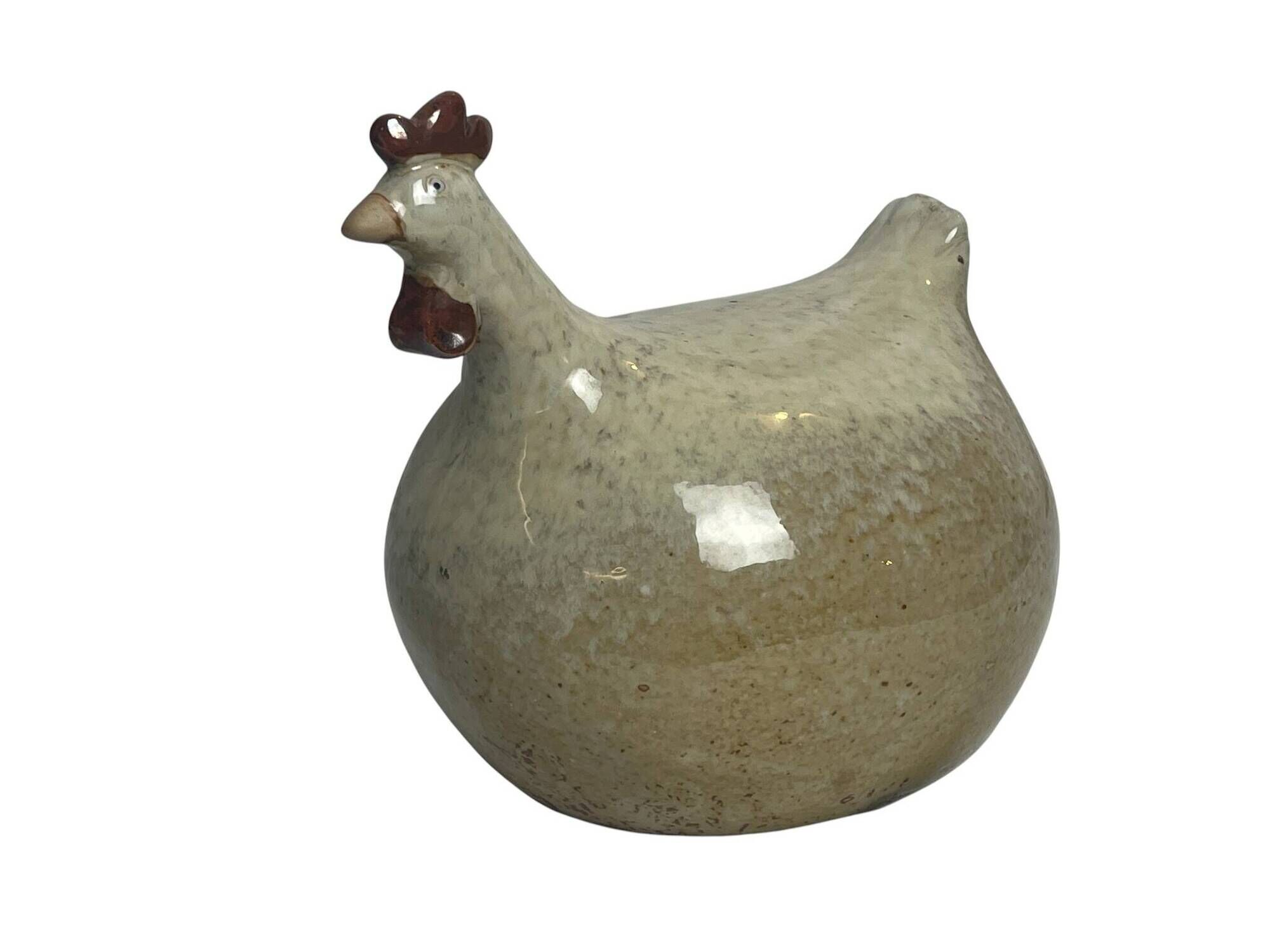 Large beige ceramic hen decoration, 20th century