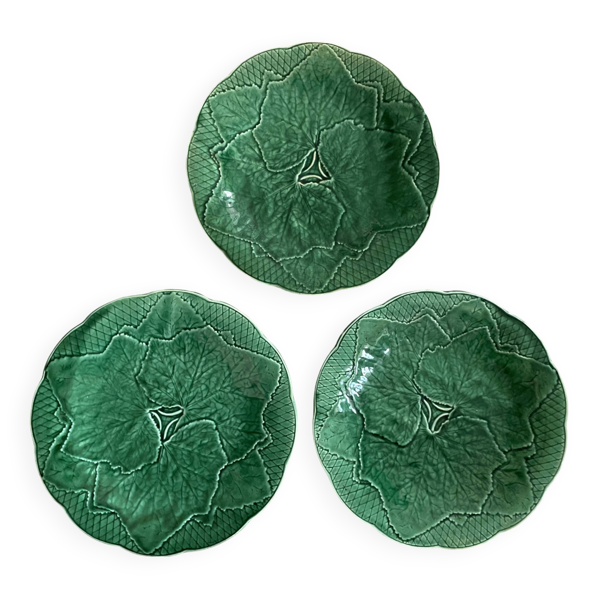 Set of 3 old Gien plates