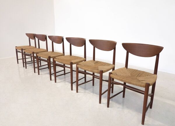 Mid-Century Set of 6 Chairs Model 316 by Peter Hvidt & Orla Mølgaard Nielsen pour Søborg Møbelfabrik