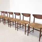 Mid-Century Set of 6 Chairs Model 316 by Peter Hvidt & Orla Mølgaard Nielsen for Søborg Møbelfabrik