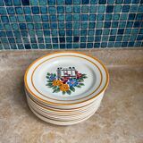17 assiettes fleuries HBCM, milieu XXème