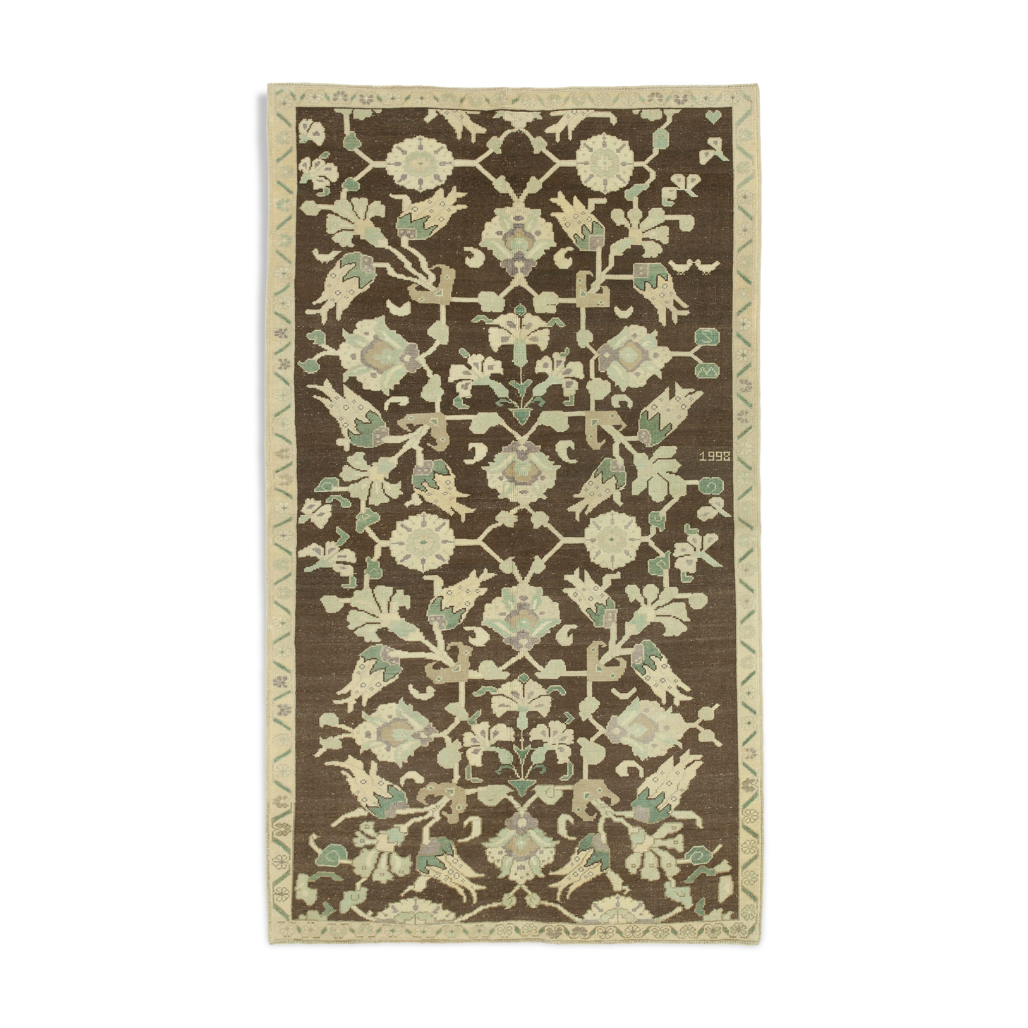 1950s hand-knotted antique turkish beige rug 151 cm x 263 cm