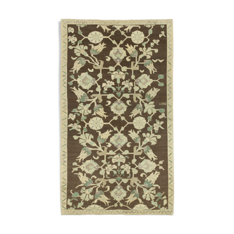 1950s hand-knotted antique turkish beige rug 151 cm x 263 cm