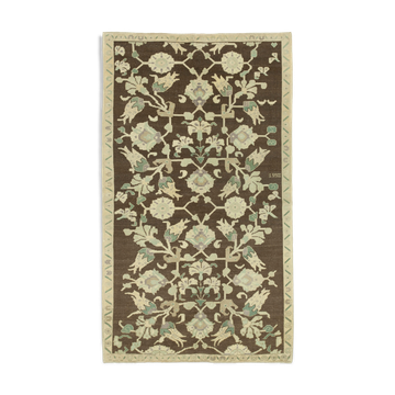 1950s hand-knotted antique turkish beige rug 151 cm x 263 cm
