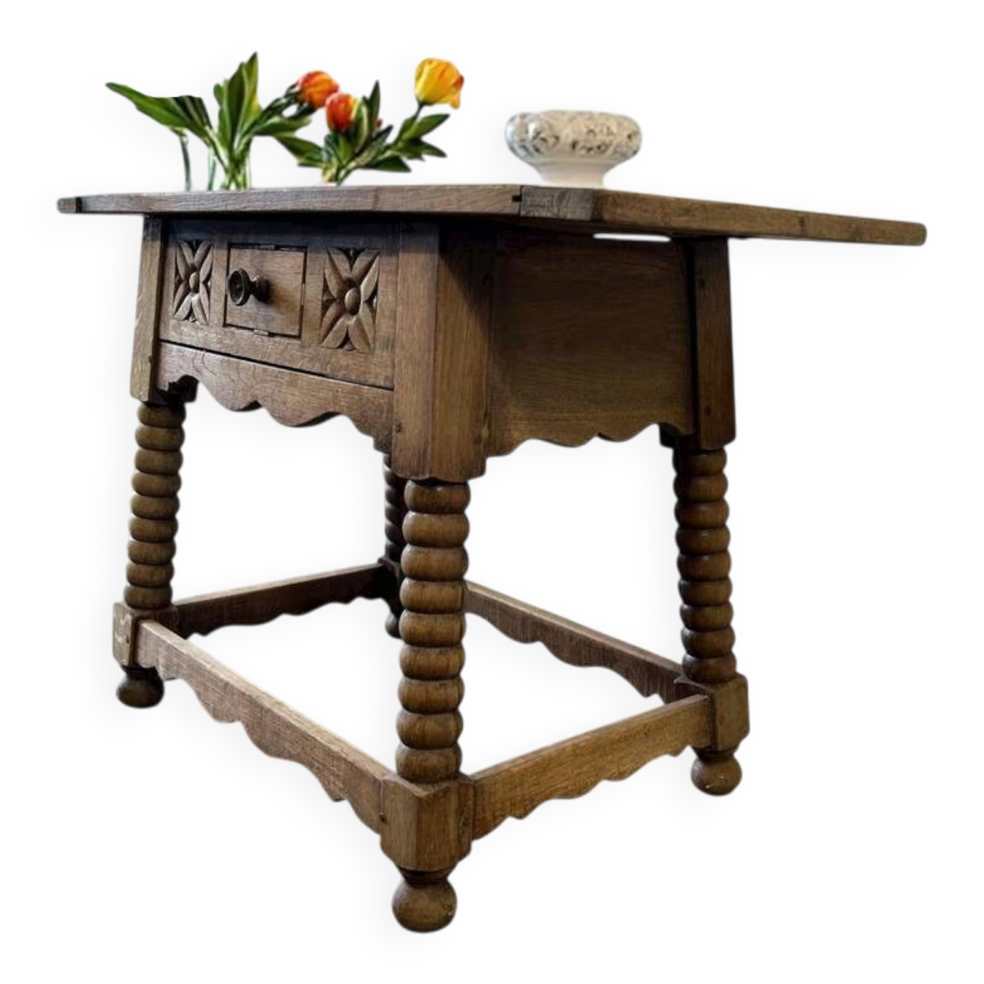 Vintage wooden bobbin console / side table