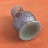 Piedouche vase Glass paste shades of lilac and yellow on a blue background