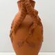 Vase Cruche en terre cuite vintage avec ornement végétale