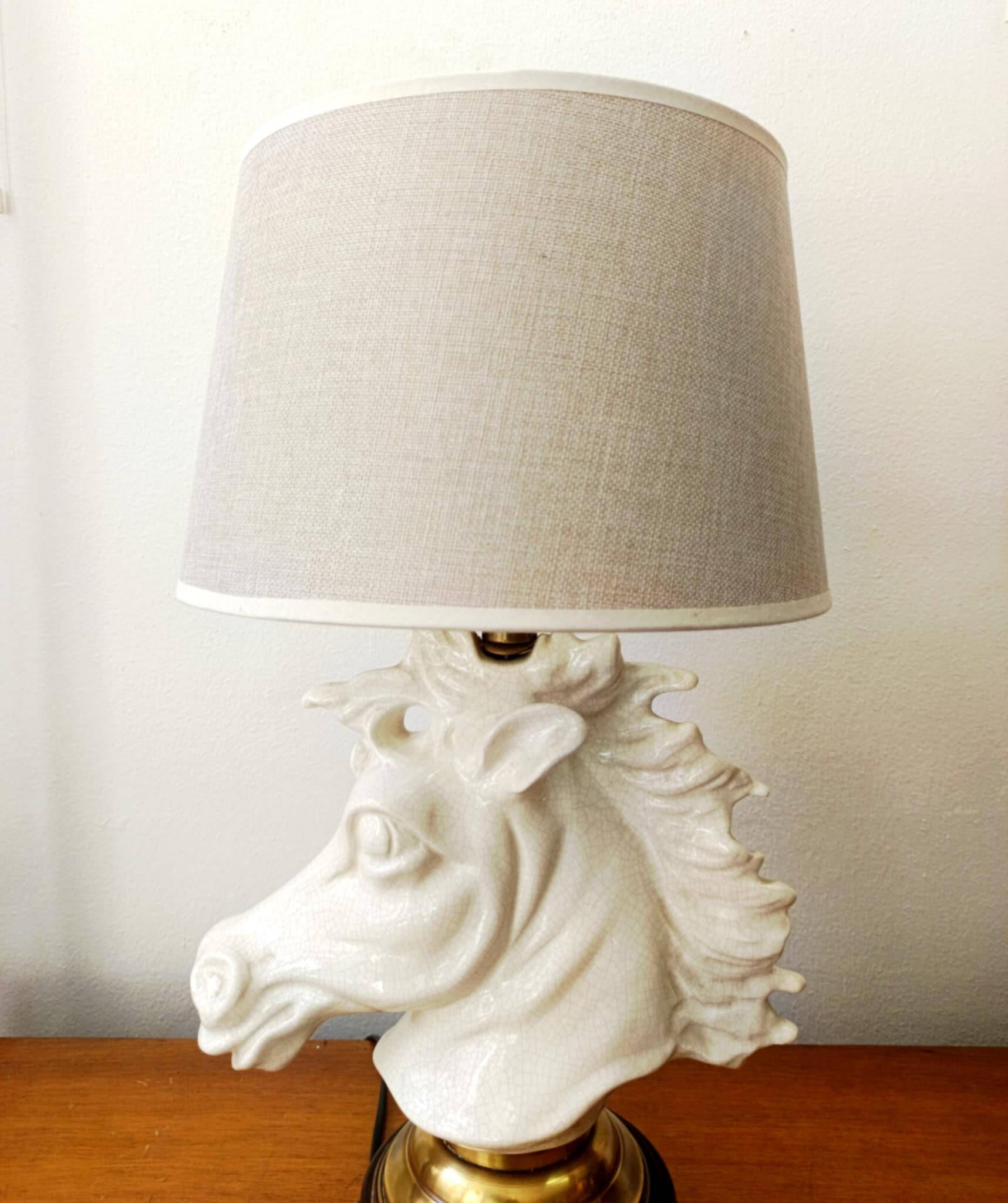 Art Deco crackled ceramic horse lamp