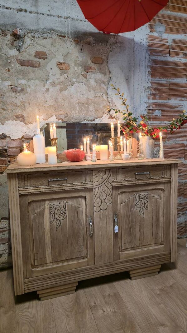 Buffet / bahut Art déco en chêne restauré