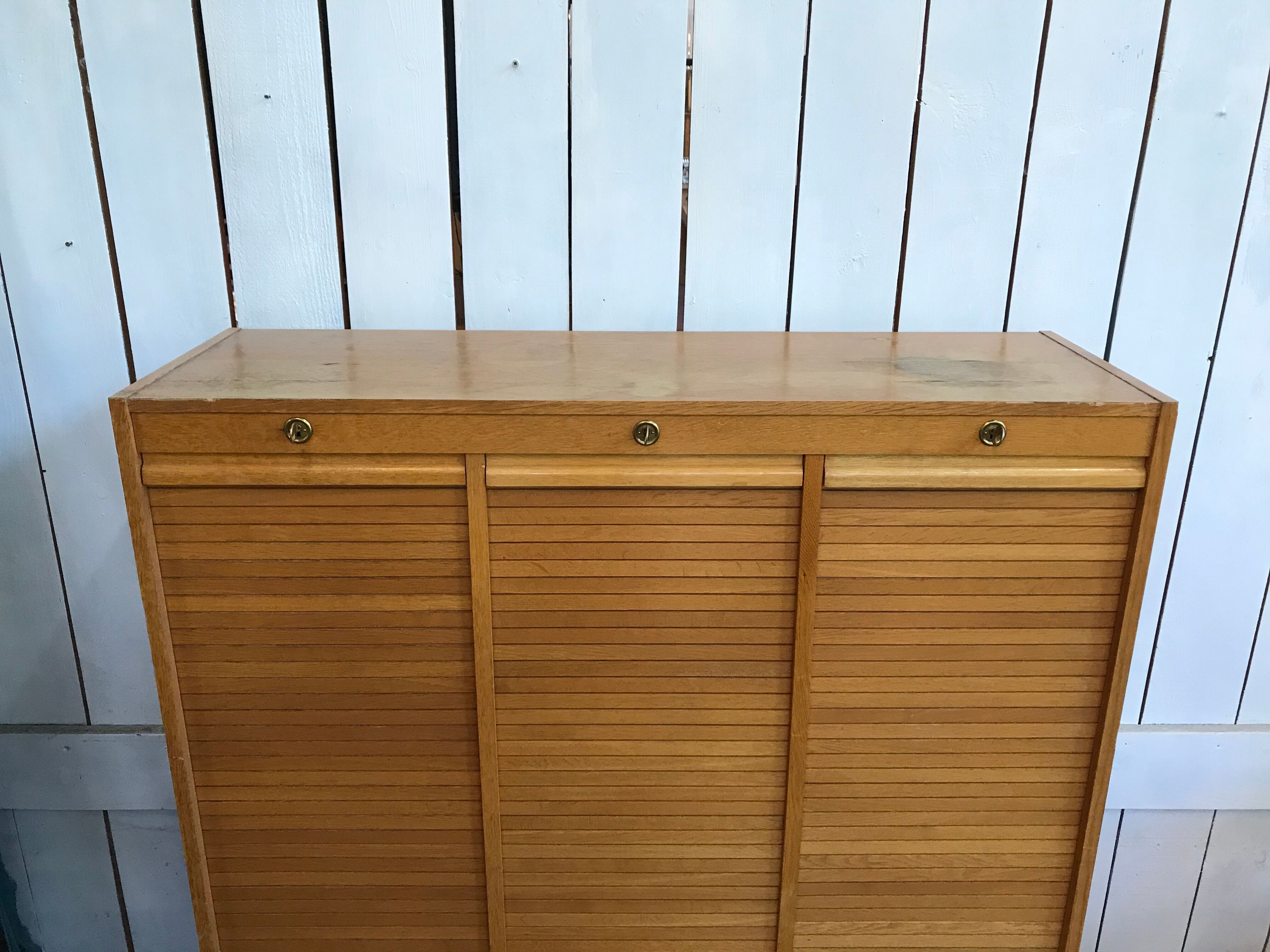 Triple oak notary filing cabinet