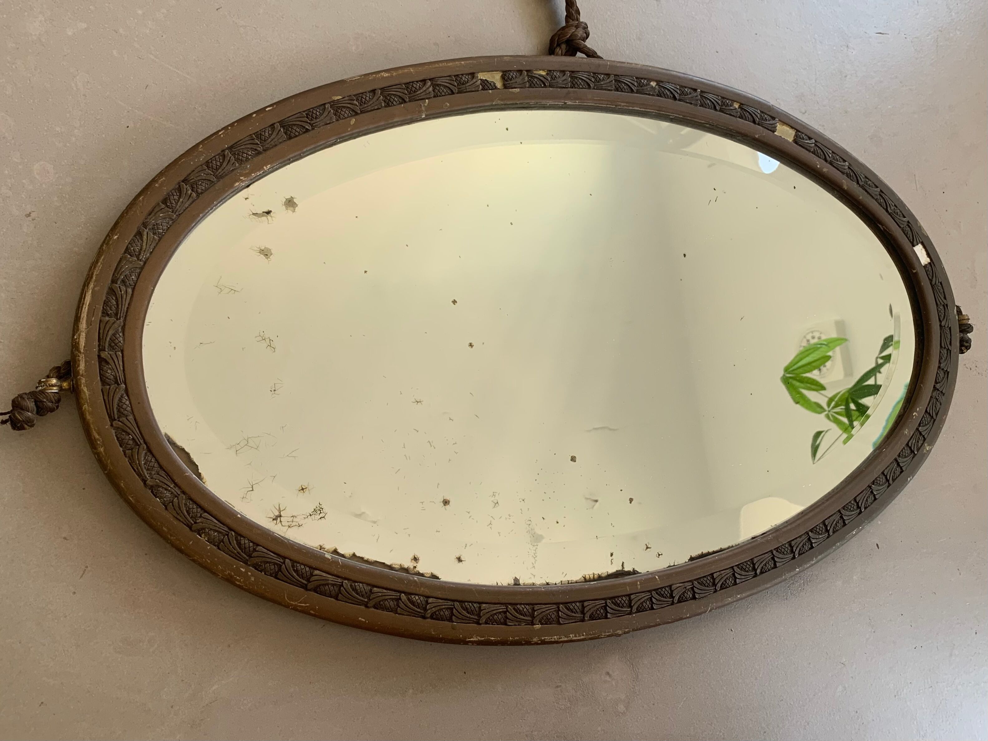 Antique beveled oval mirror 65cm