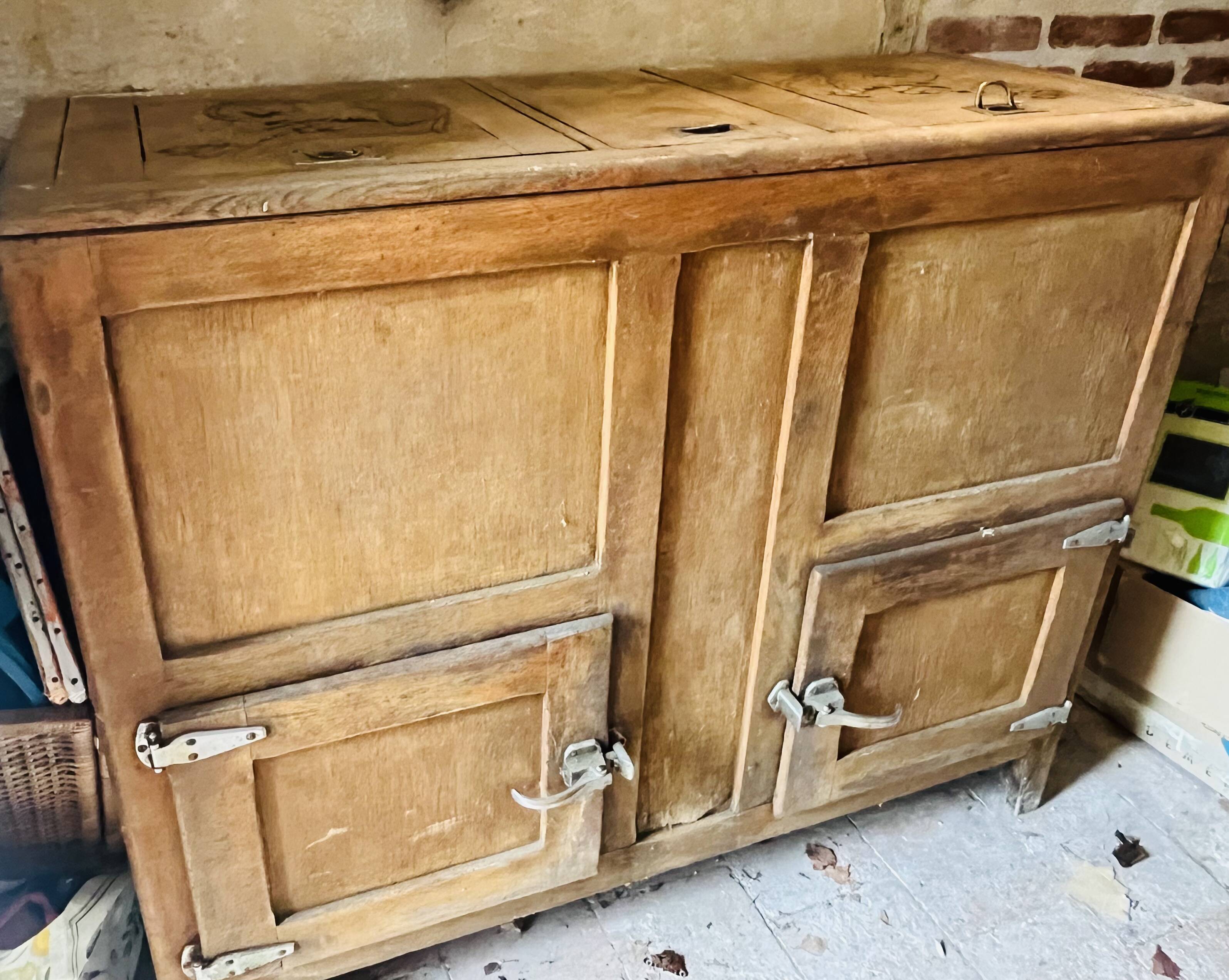 Old wooden refrigerator