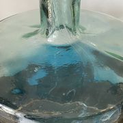 Large blue glass Dame Jeanne vase H45cm