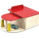Rare fifties vintage toy garage with De Stijl colours