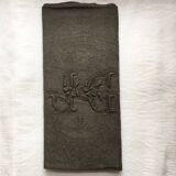 Old embroidered table napkin J G Dark Khaki Green