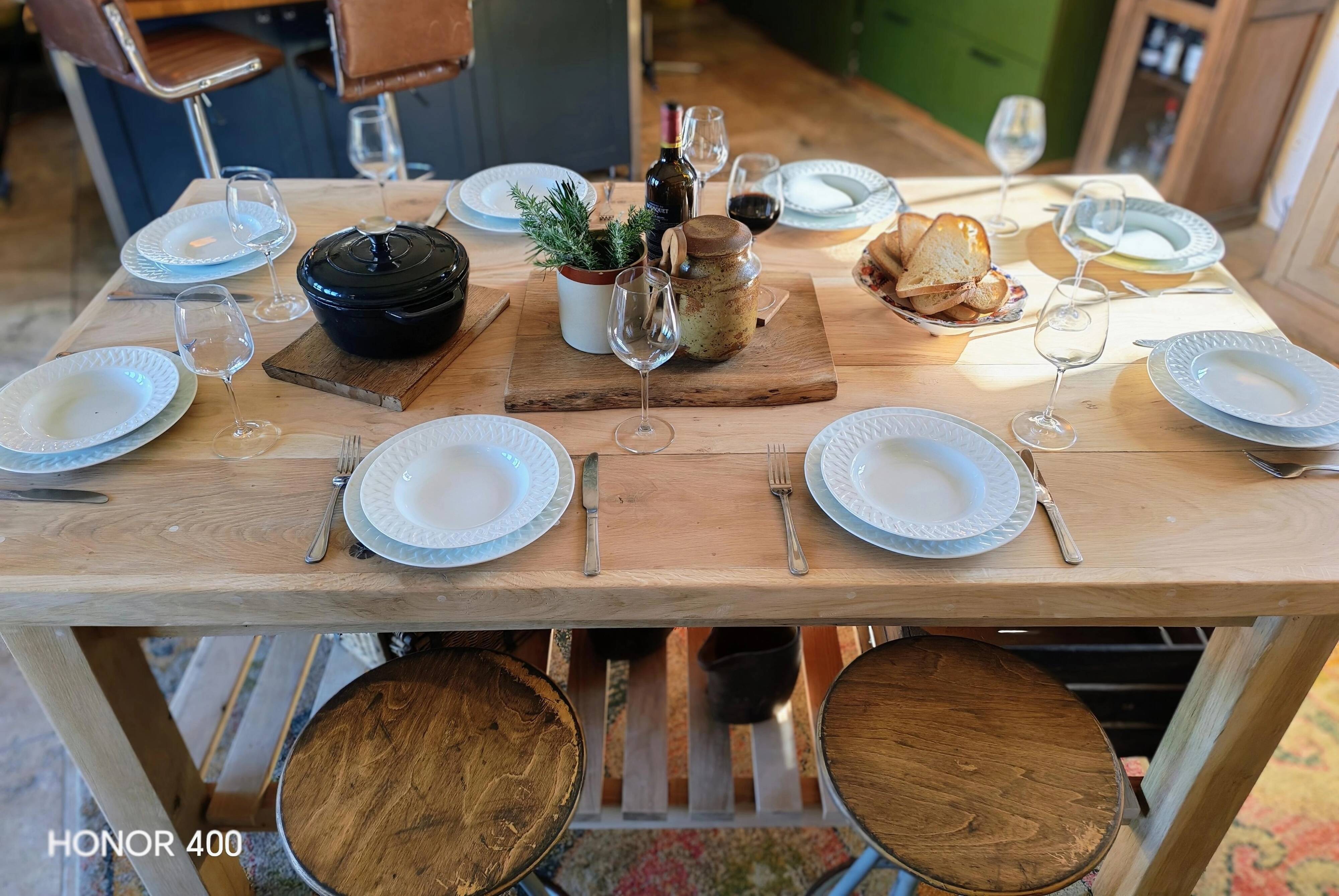XXL solid oak kitchen island/worktop 180 x 105