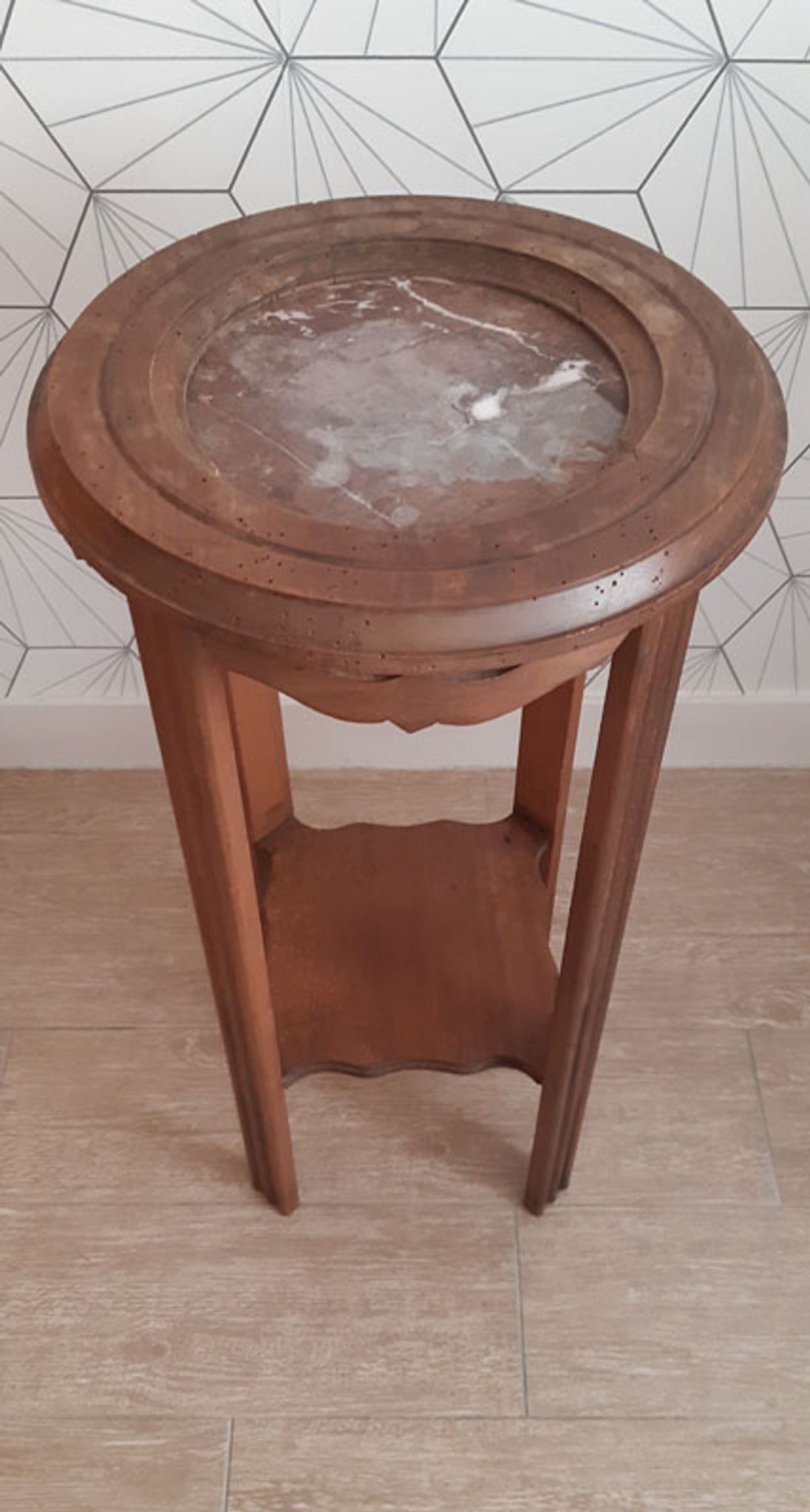 Vintage 50s harness in light walnut and marble.