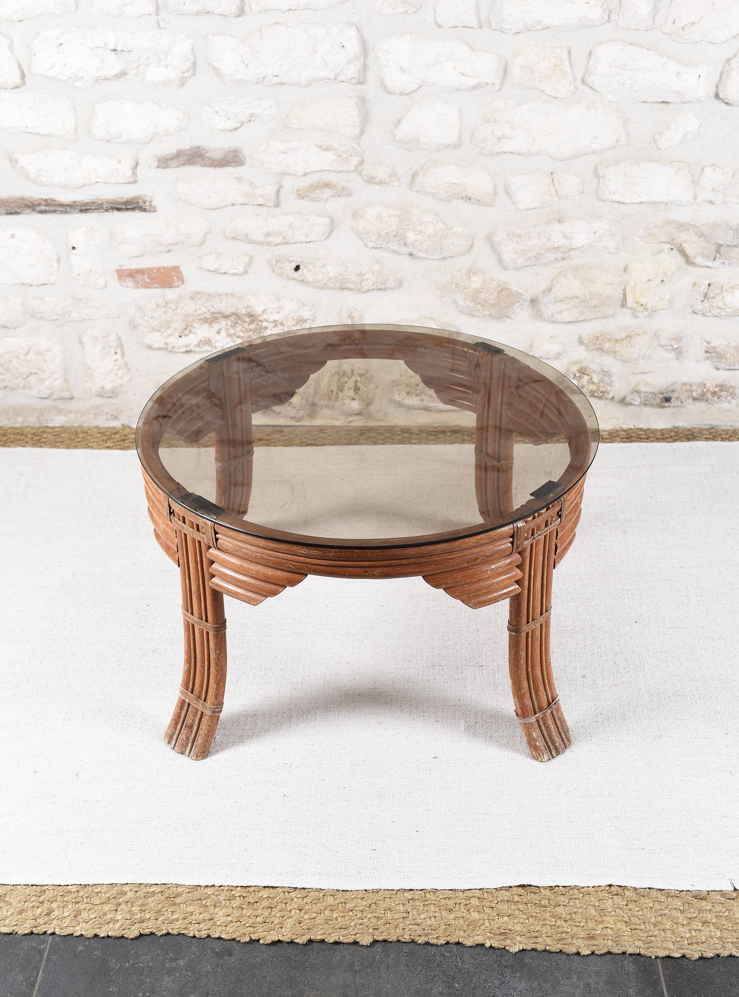 Vintage rattan coffee table