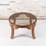 Table basse vintage en rotin