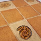 Barrois vintage shell-patterned comma coffee table in wood and ceramic.