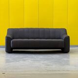 Black leather 3-seater sofa by De Side, from 1970's model 44