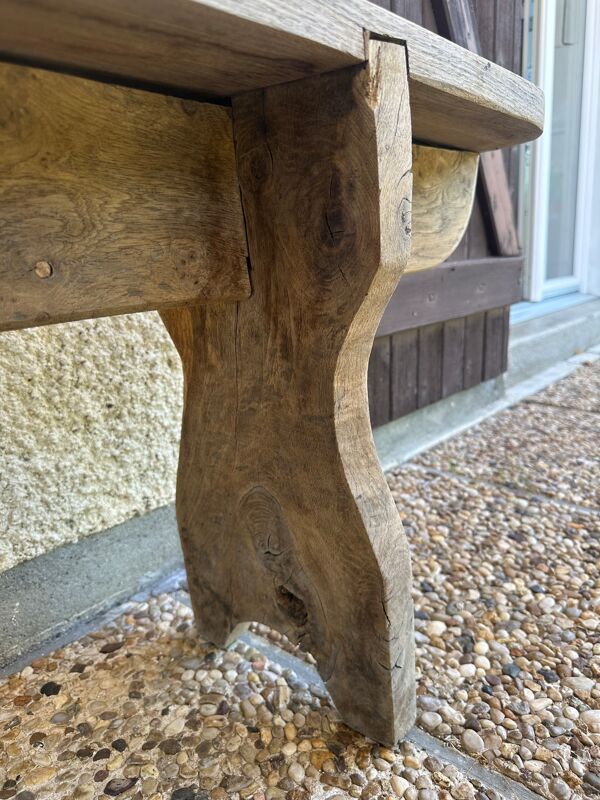 Ancien banc de ferme en chêne de 230 cm