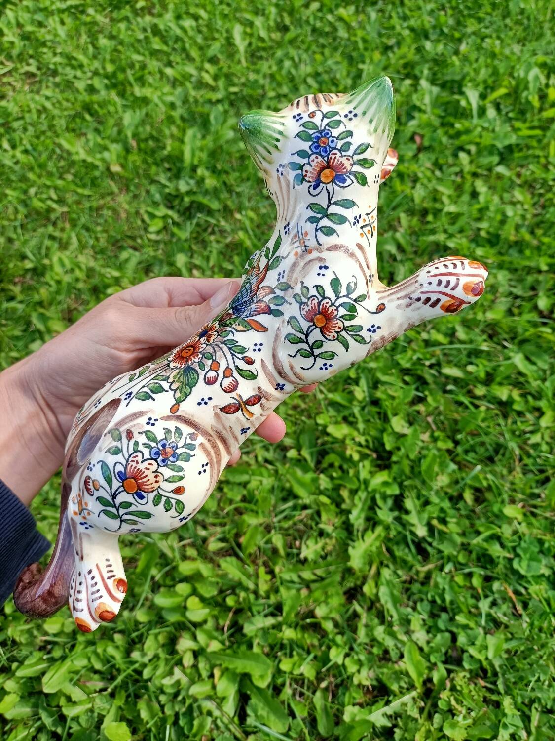 Zoomorphic Bouquetieres Hand-painted Desvres Cats