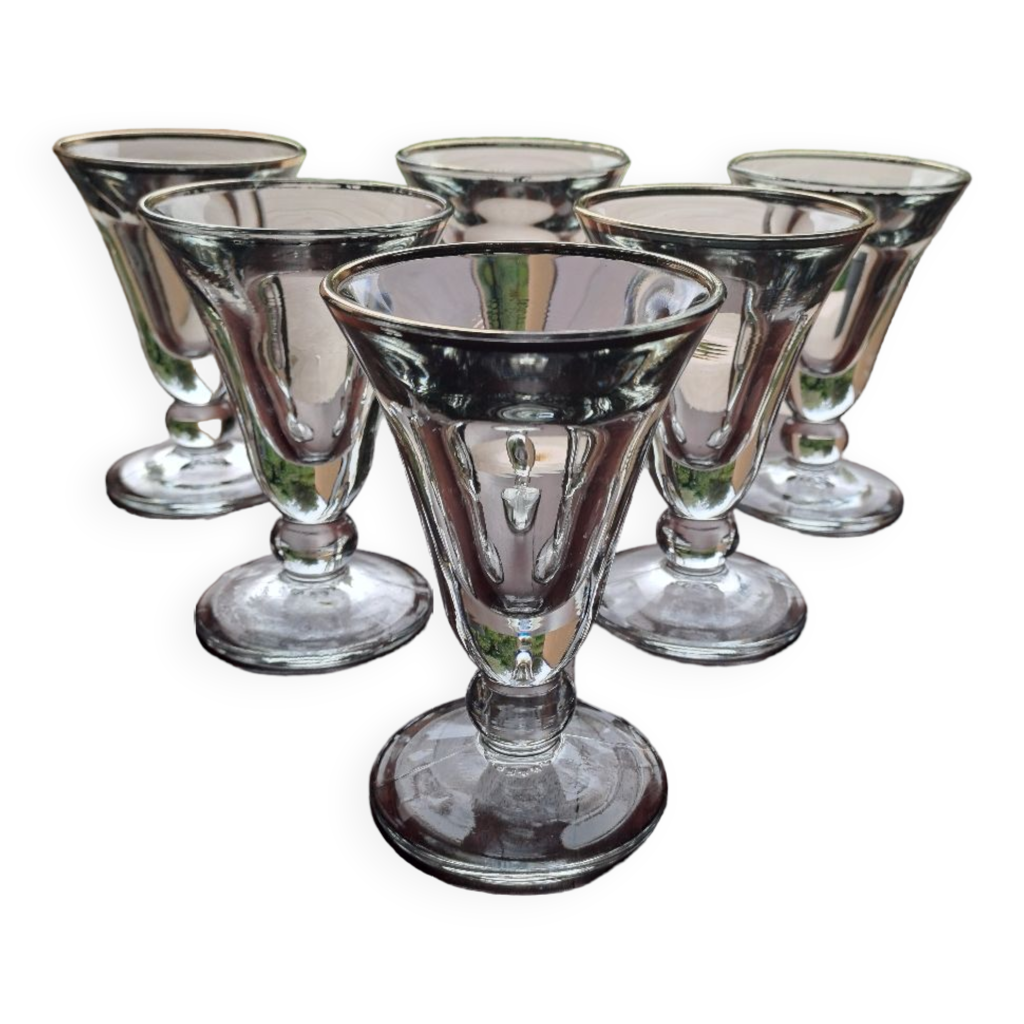 Lot de 6 verres bistrot années 1900