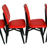 Set of 4 red quilted skai chairs year 50