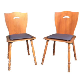 2 chaises en bois vintage années 70