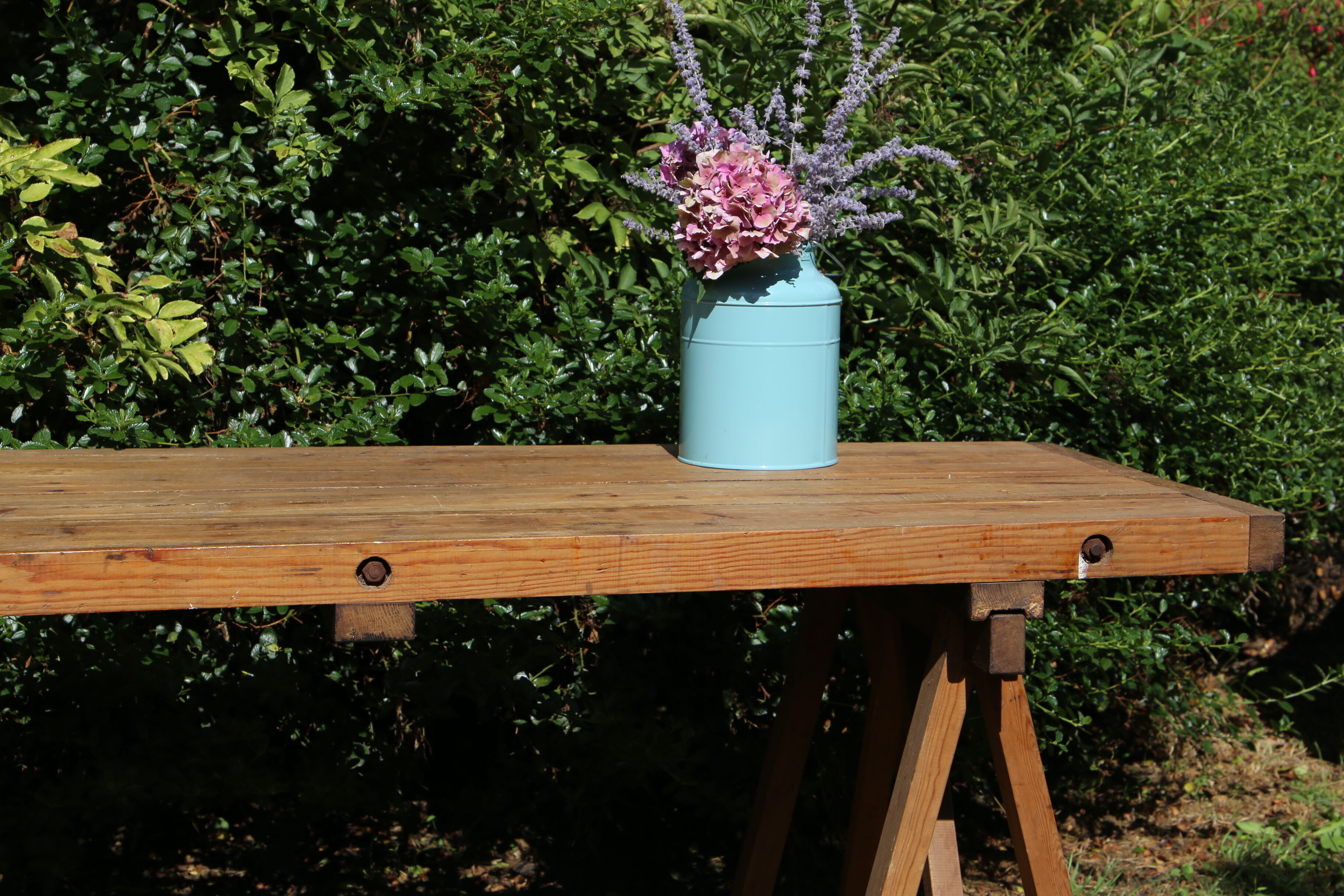 Farm table on trestles, 178 cm x 68 cm
