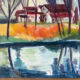 House by the water, oil on canvas signed